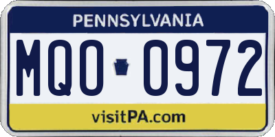 PA license plate MQO0972