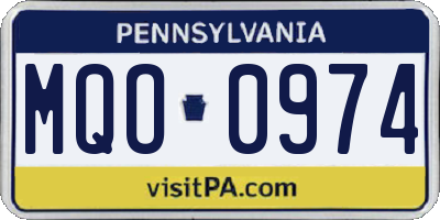 PA license plate MQO0974