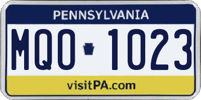 PA license plate MQO1023