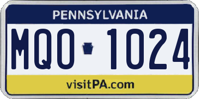 PA license plate MQO1024