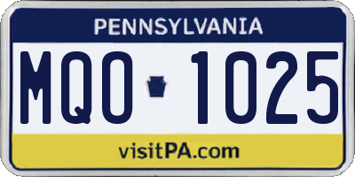 PA license plate MQO1025