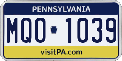 PA license plate MQO1039