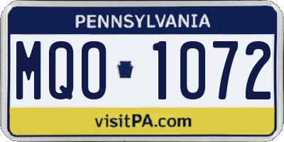 PA license plate MQO1072