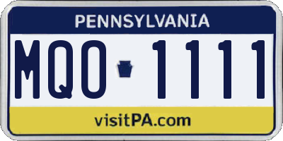 PA license plate MQO1111