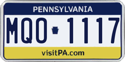 PA license plate MQO1117