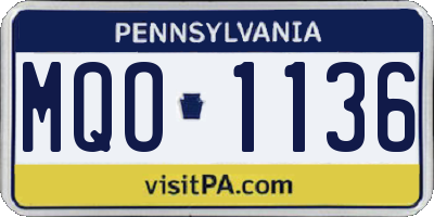 PA license plate MQO1136
