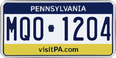 PA license plate MQO1204