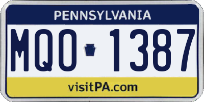 PA license plate MQO1387