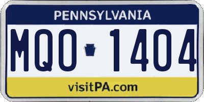 PA license plate MQO1404