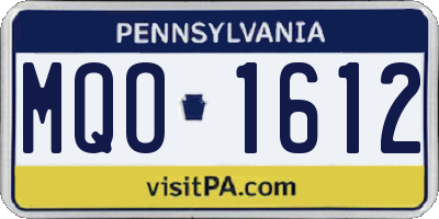 PA license plate MQO1612