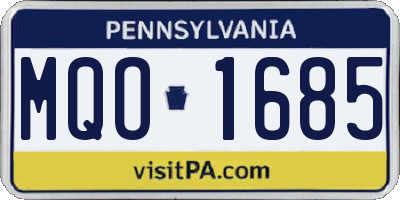 PA license plate MQO1685