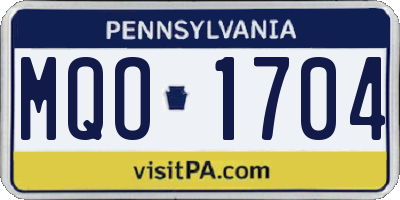 PA license plate MQO1704