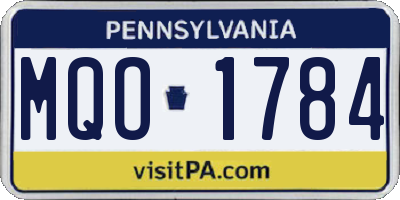 PA license plate MQO1784