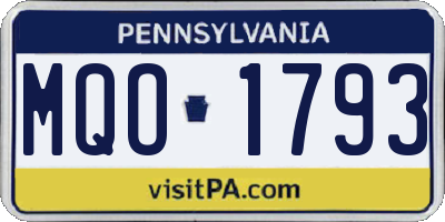 PA license plate MQO1793