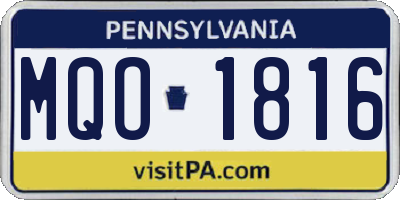 PA license plate MQO1816