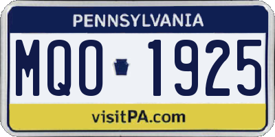 PA license plate MQO1925
