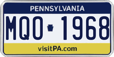 PA license plate MQO1968
