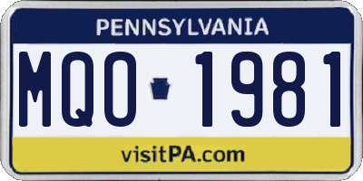 PA license plate MQO1981