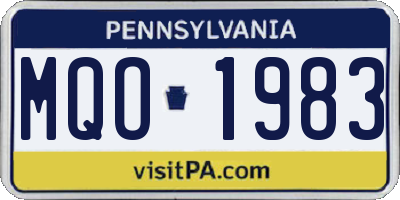 PA license plate MQO1983