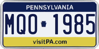 PA license plate MQO1985