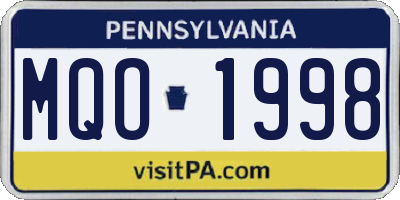 PA license plate MQO1998