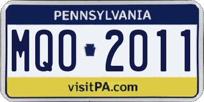 PA license plate MQO2011