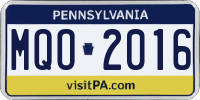 PA license plate MQO2016