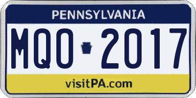 PA license plate MQO2017