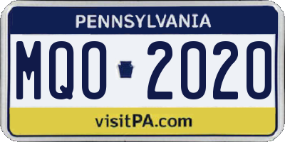PA license plate MQO2020