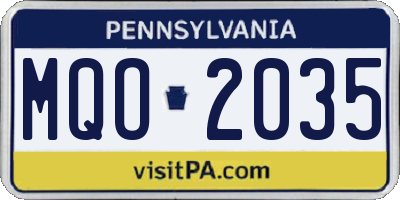 PA license plate MQO2035
