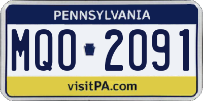 PA license plate MQO2091