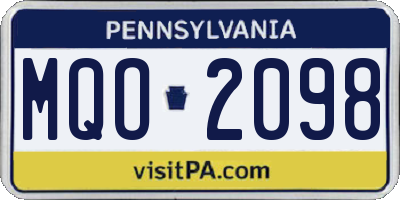 PA license plate MQO2098