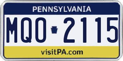 PA license plate MQO2115
