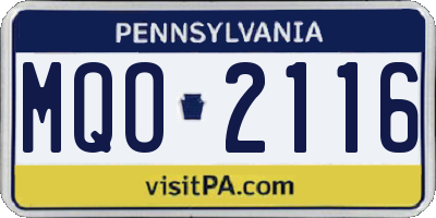 PA license plate MQO2116