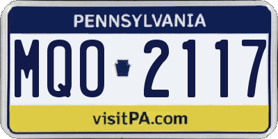 PA license plate MQO2117