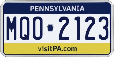 PA license plate MQO2123