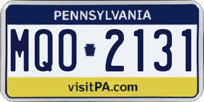 PA license plate MQO2131