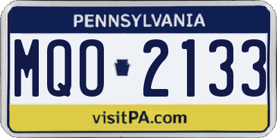 PA license plate MQO2133