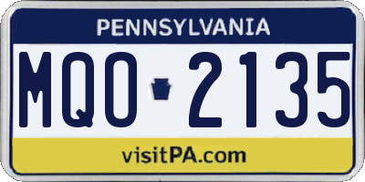 PA license plate MQO2135