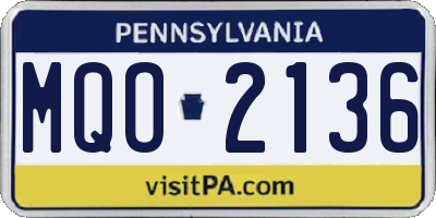 PA license plate MQO2136