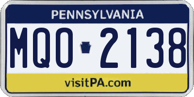 PA license plate MQO2138