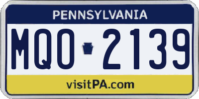PA license plate MQO2139