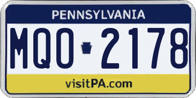 PA license plate MQO2178