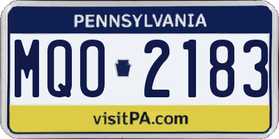 PA license plate MQO2183