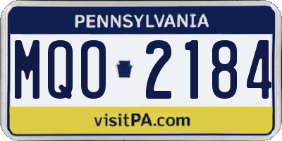 PA license plate MQO2184