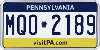 PA license plate MQO2189