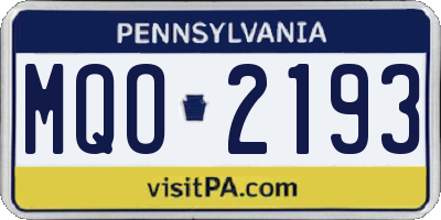 PA license plate MQO2193
