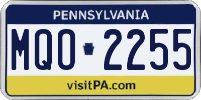 PA license plate MQO2255