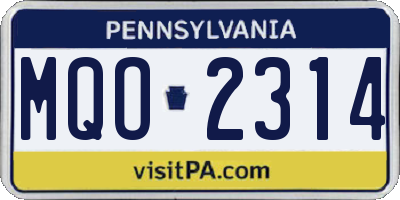 PA license plate MQO2314
