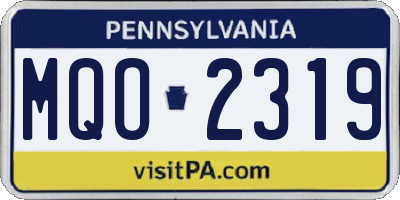 PA license plate MQO2319